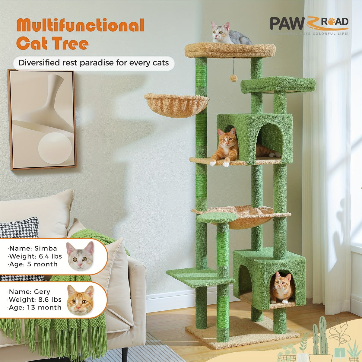 Arbre à chat, 175 cm pour animaux et maison – vue détaillée 25