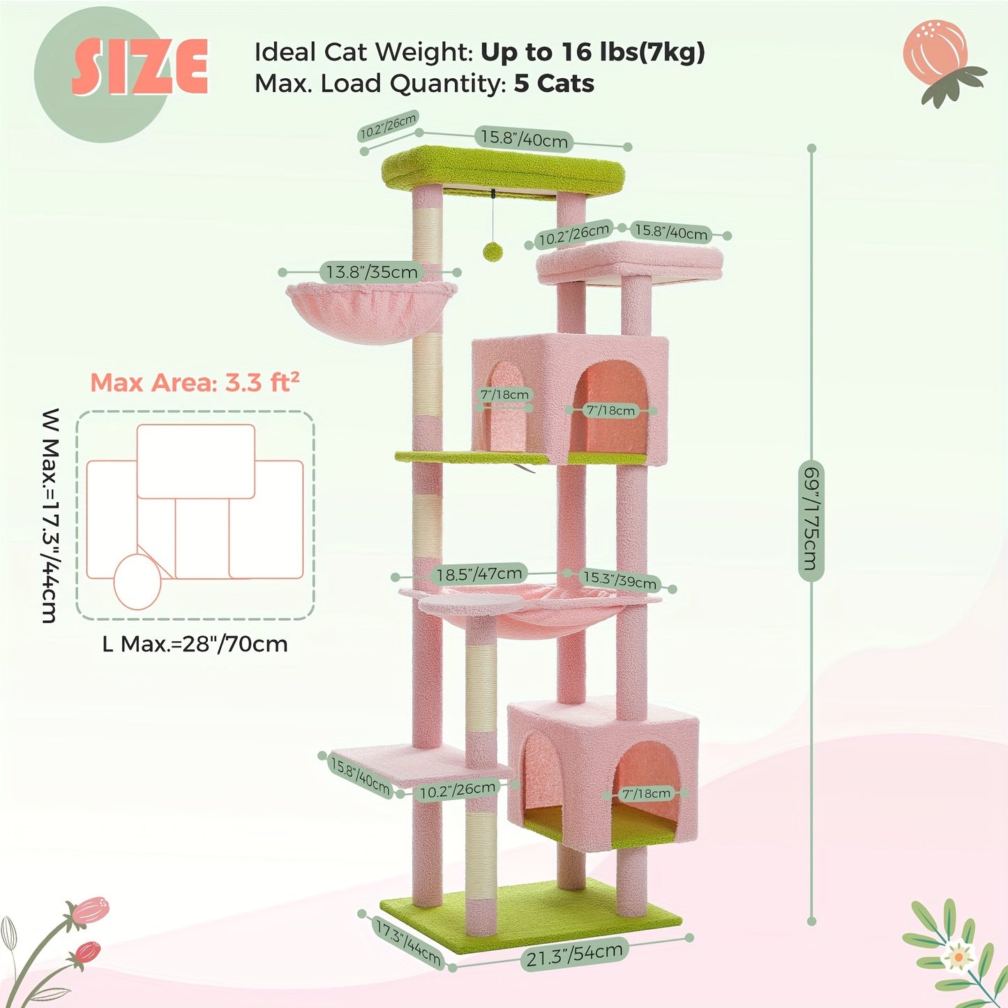 Arbre à chat, 175 cm pour animaux et maison – vue détaillée 30