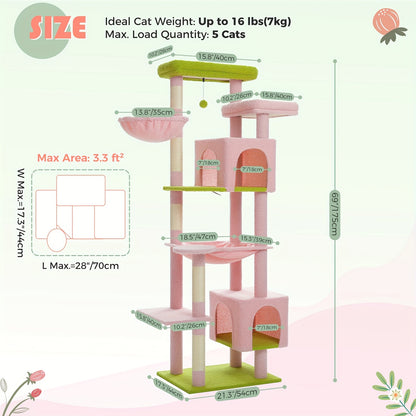Arbre à chat, 175 cm pour animaux et maison – vue détaillée 30