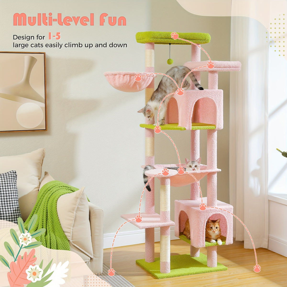 Arbre à chat, 175 cm pour animaux et maison – vue détaillée 31