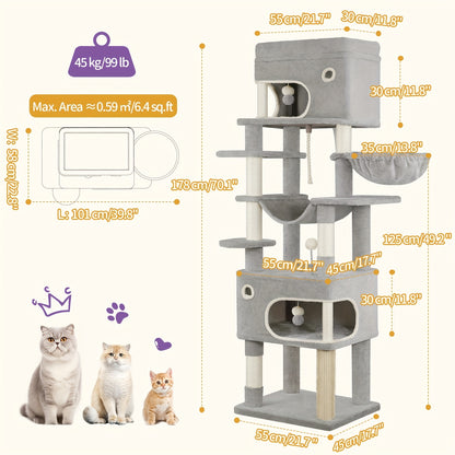 Arbre à chat, 178 cm pour animaux et maison – vue détaillée 2