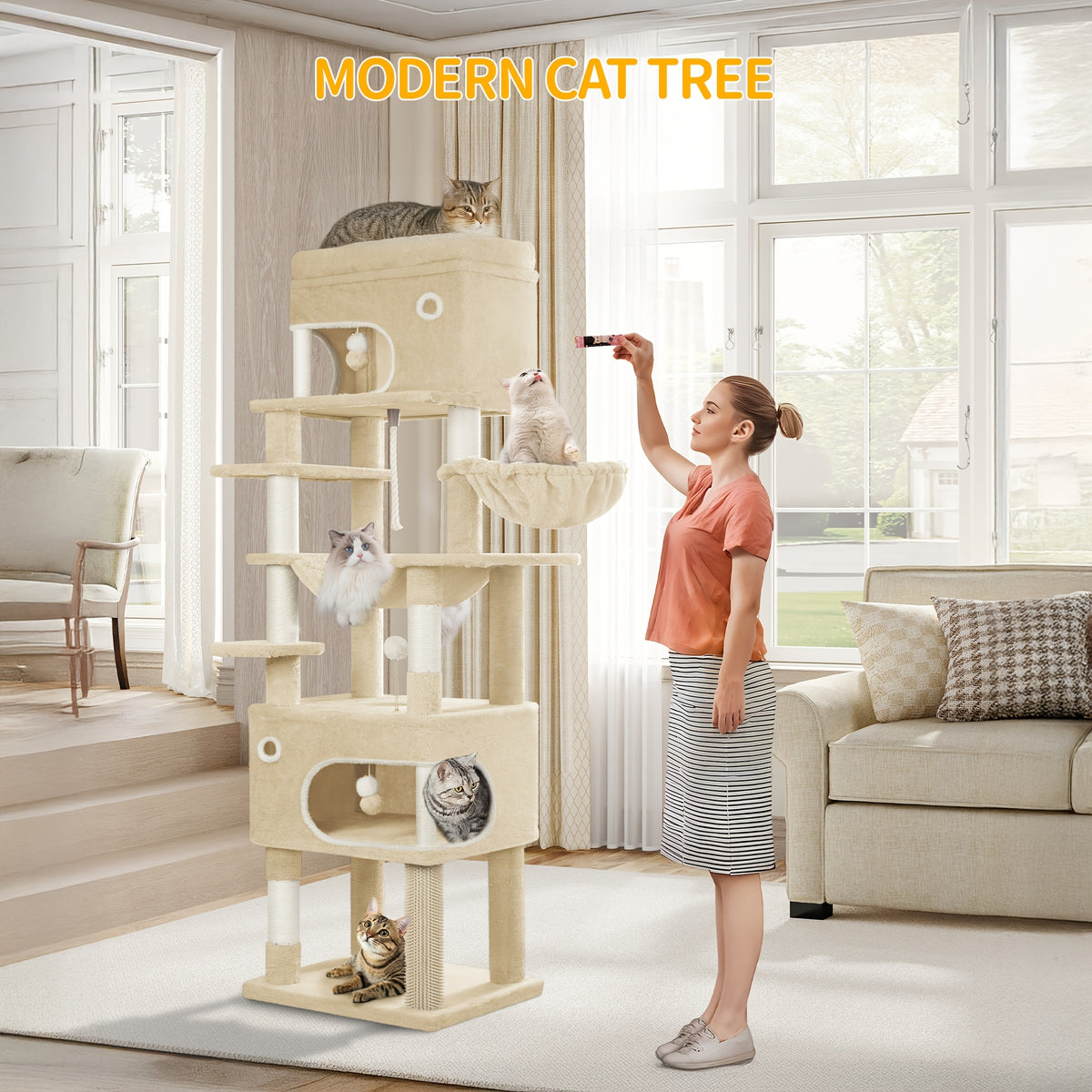 Arbre à chat, 178 cm pour animaux et maison – vue détaillée 6