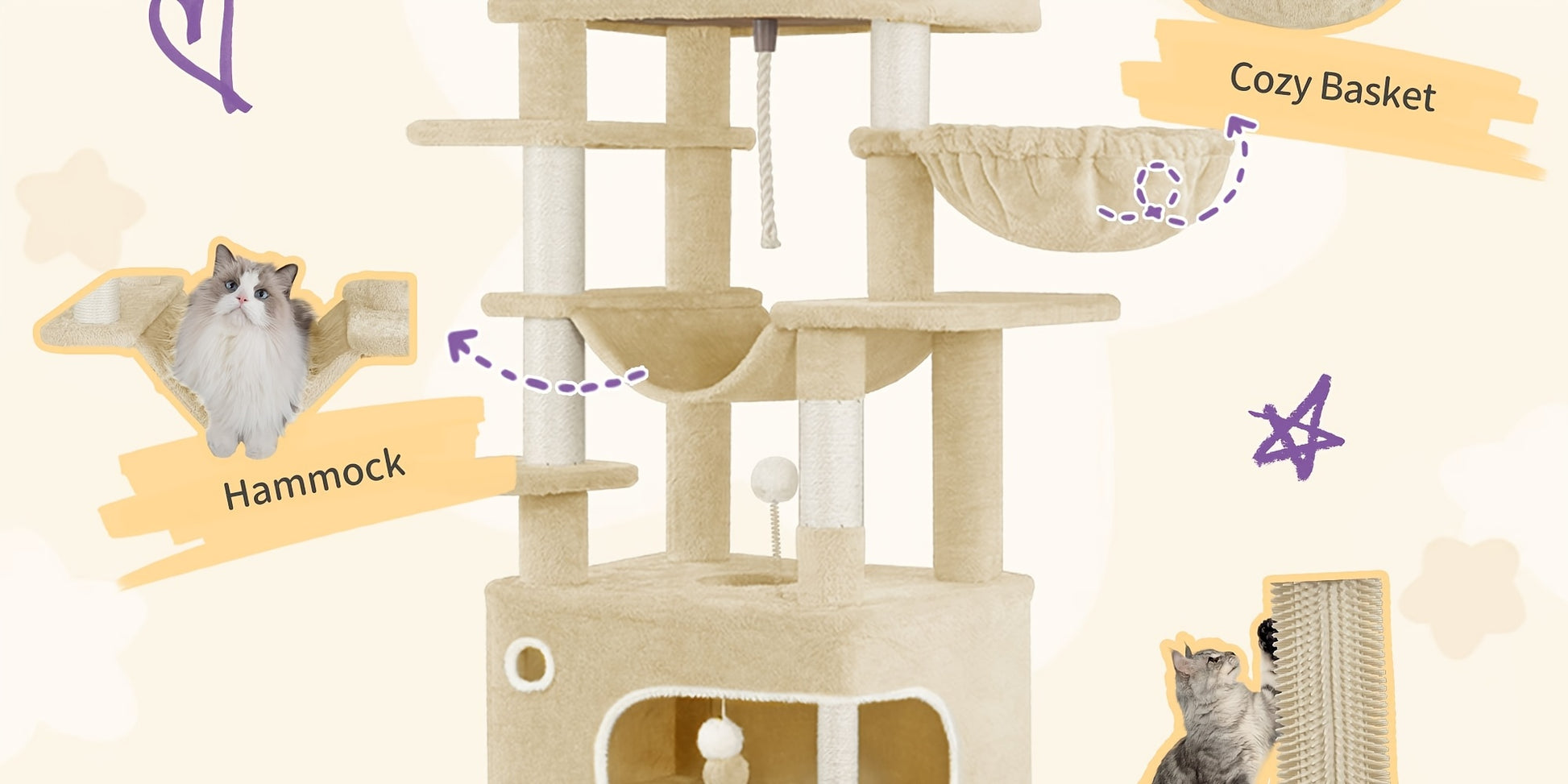 Arbre à chat, 178 cm pour animaux et maison – vue détaillée 16