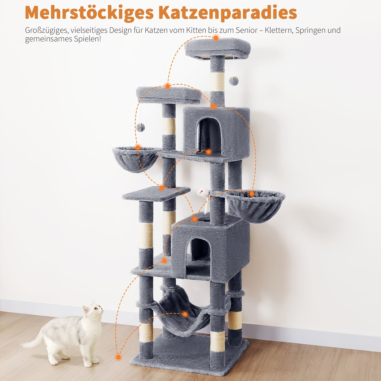 Arbre à chat, 180 cm pour animaux et maison – vue détaillée 10