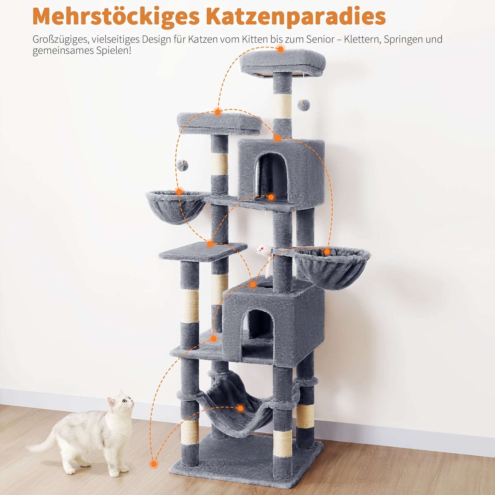 Arbre à chat, 180 cm pour animaux et maison – vue détaillée 10