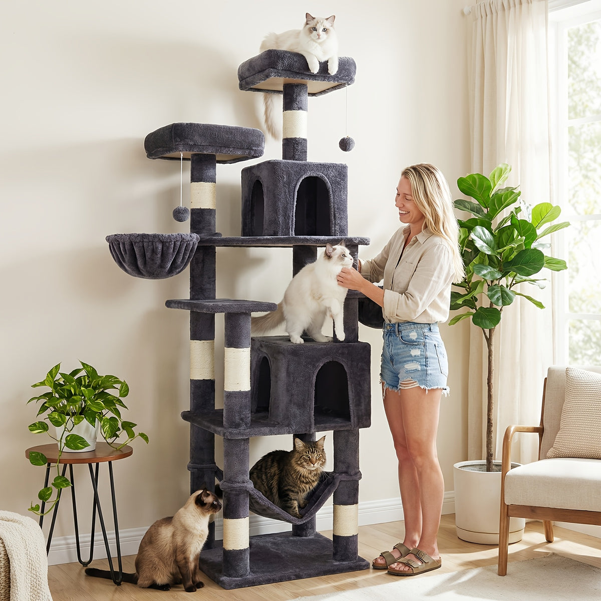 Arbre à chat, 180 cm pour animaux et maison – vue détaillée 11