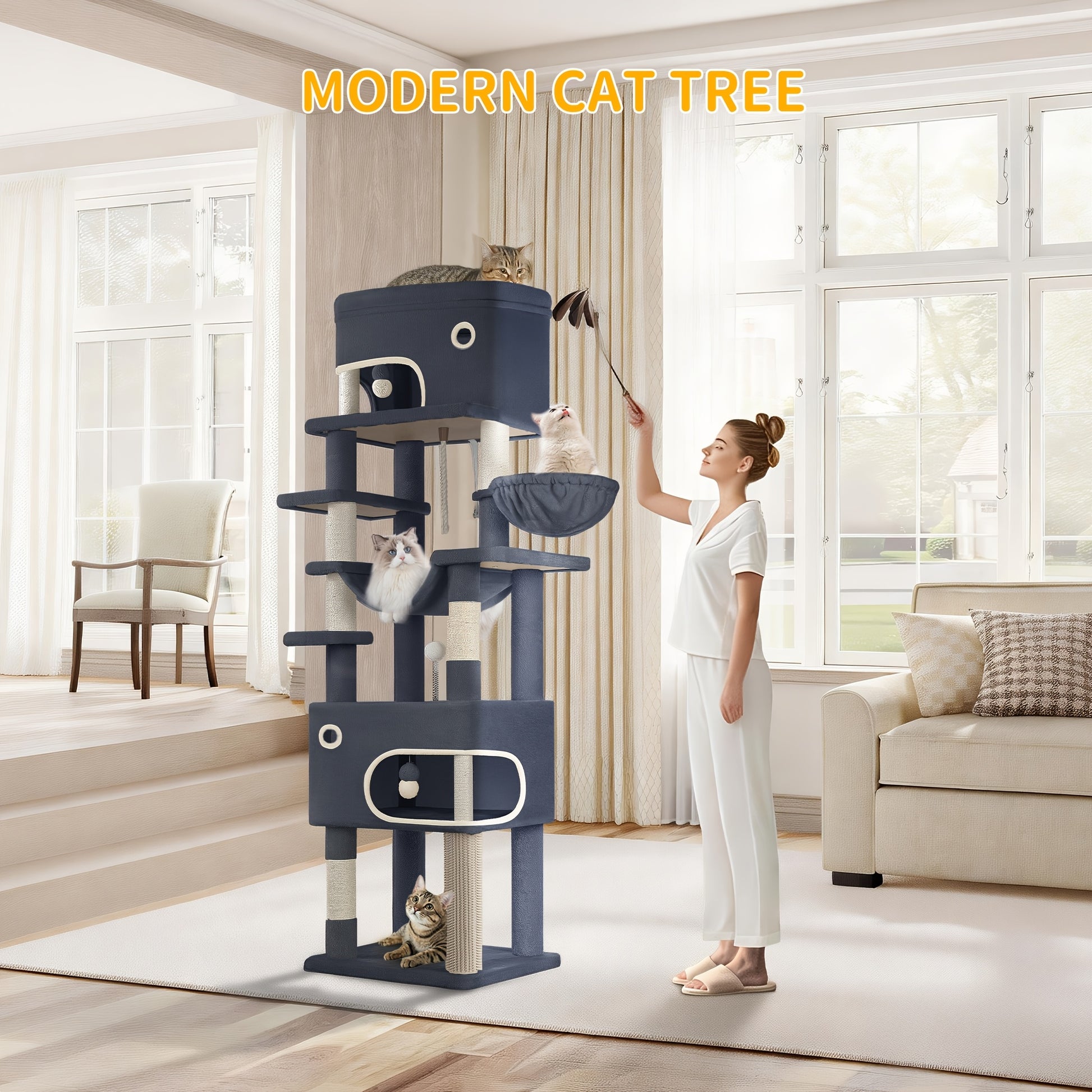 Arbre à chat, 203 cm pour animaux et maison – vue détaillée 4
