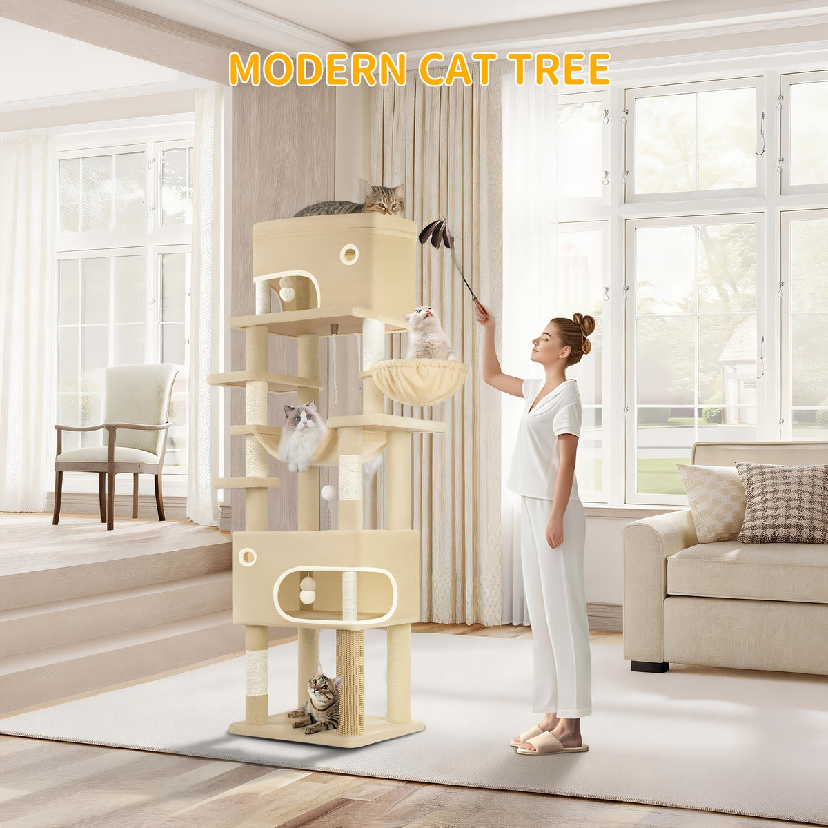 Arbre à chat, 203 cm pour animaux et maison – vue détaillée 7