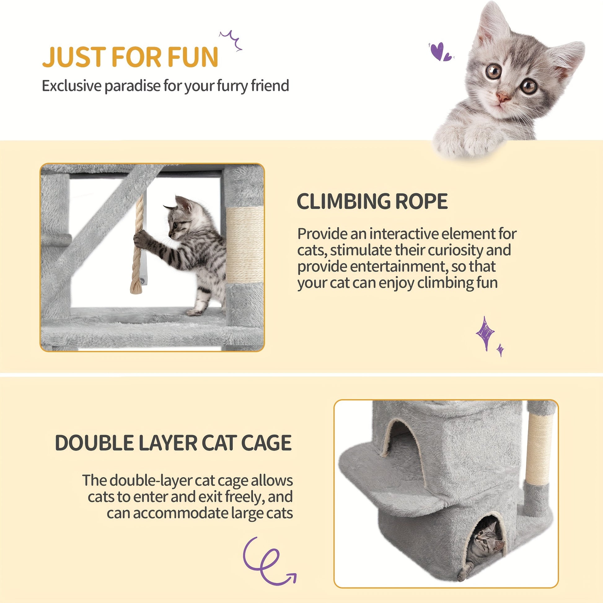 Arbre à chat, amovible pour animaux et maison – vue détaillée 4
