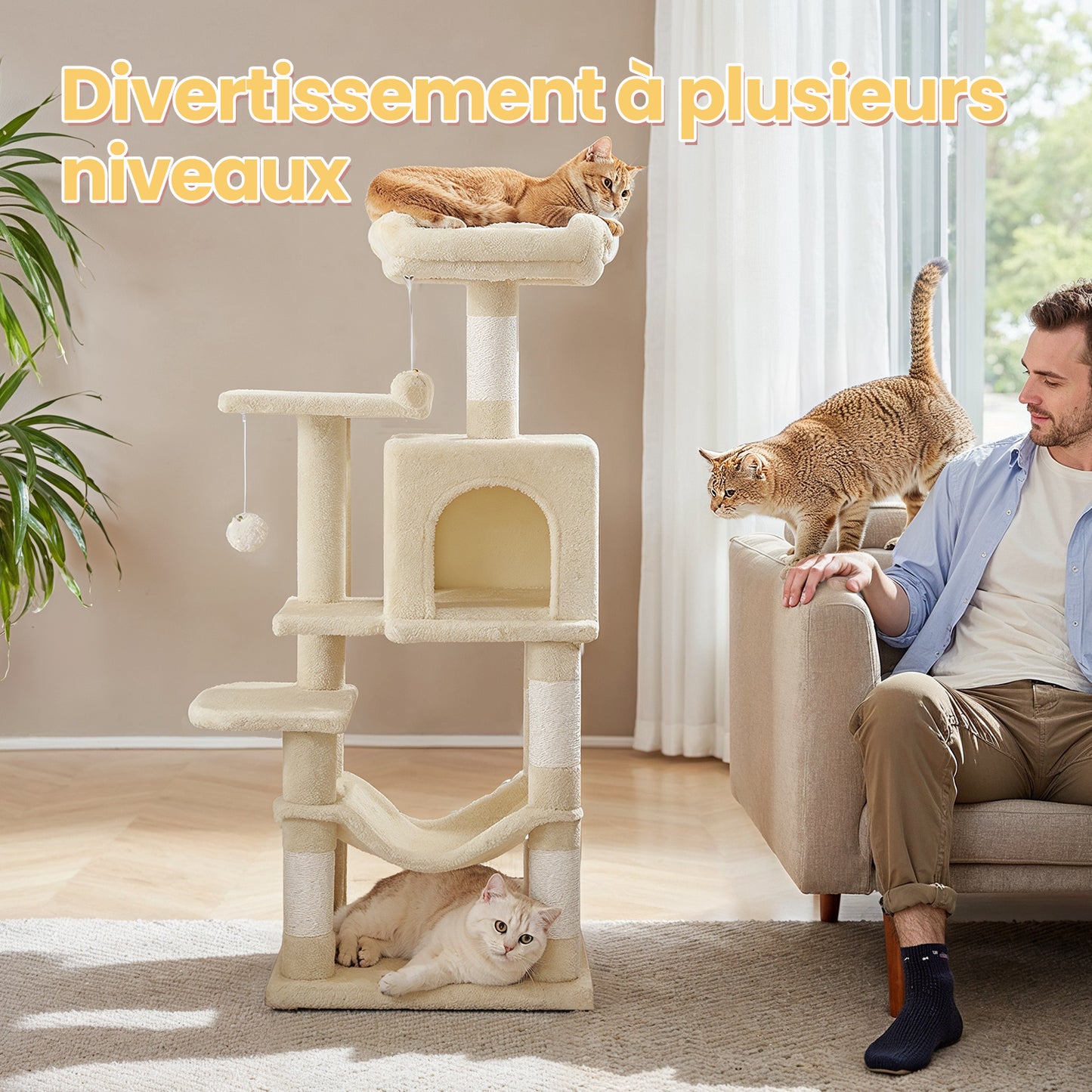 Arbre à chat, Gris pour animaux et maison – vue détaillée 6