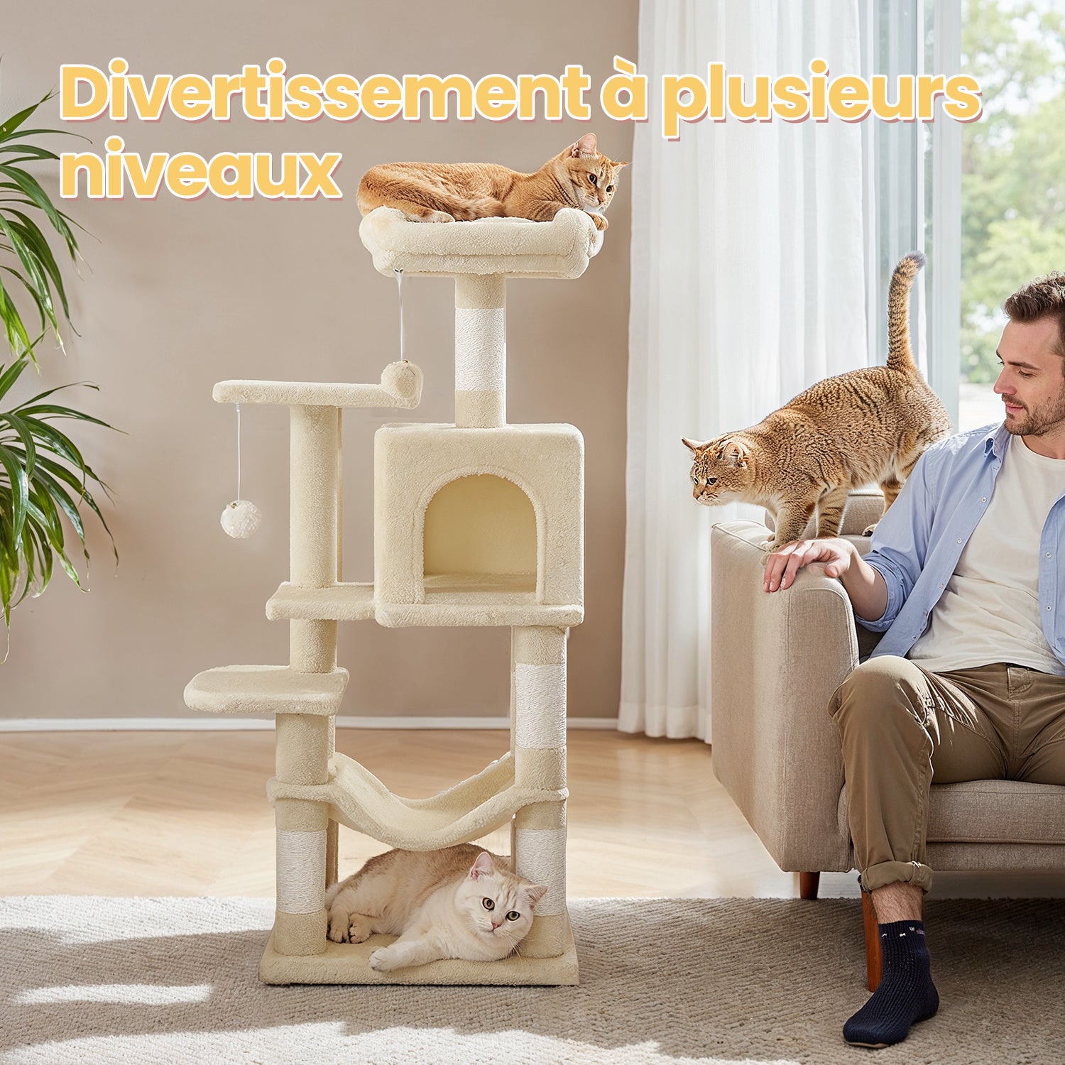 Arbre à chat, Gris pour animaux et maison – vue détaillée 6