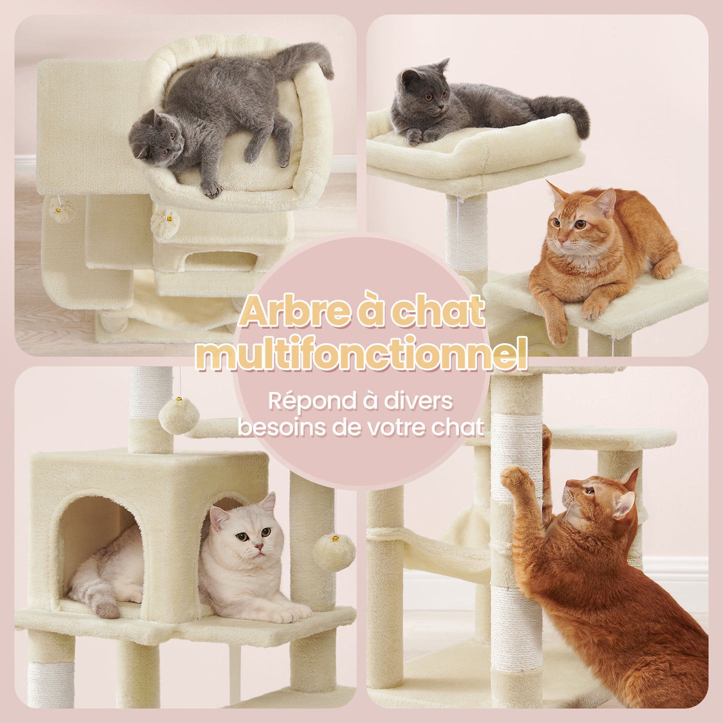 Arbre à chat, Gris pour animaux et maison – vue détaillée 9