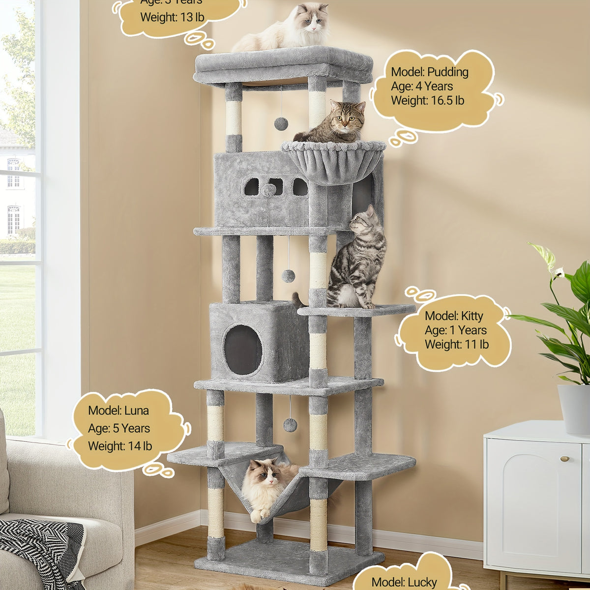 Arbre à chat, lavable pour animaux et maison – vue détaillée 4