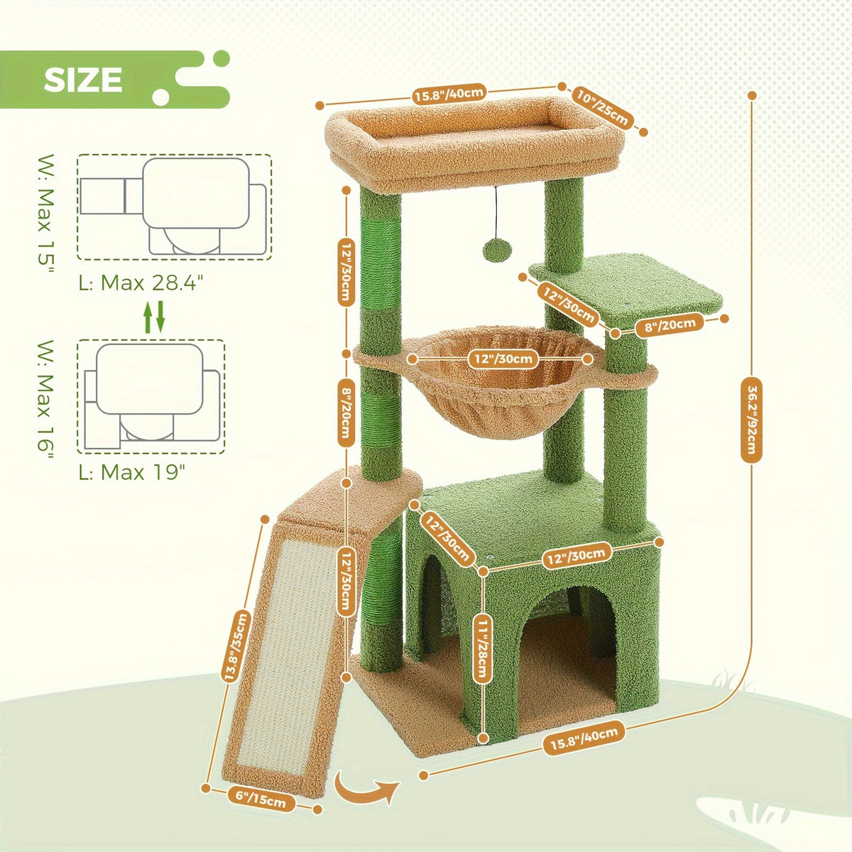 Arbres à chat et tours, 90cm pour animaux et maison – vue détaillée 2
