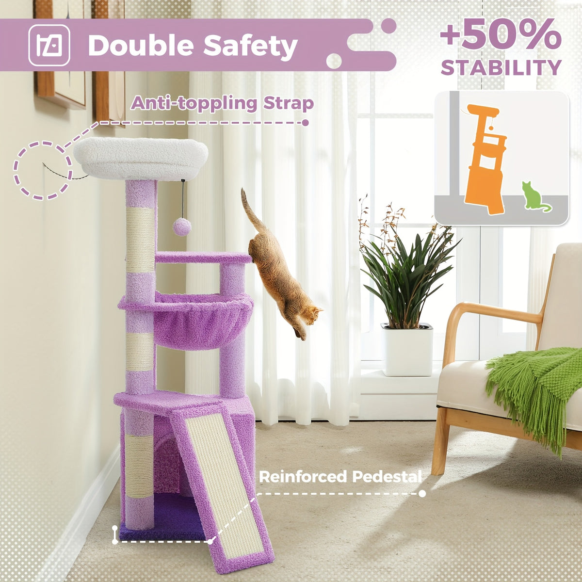 Arbres à chat et tours, 90cm pour animaux et maison – vue détaillée 14