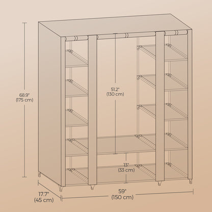 Armoire Penderie, Gris pour chambre et literie – vue détaillée 3