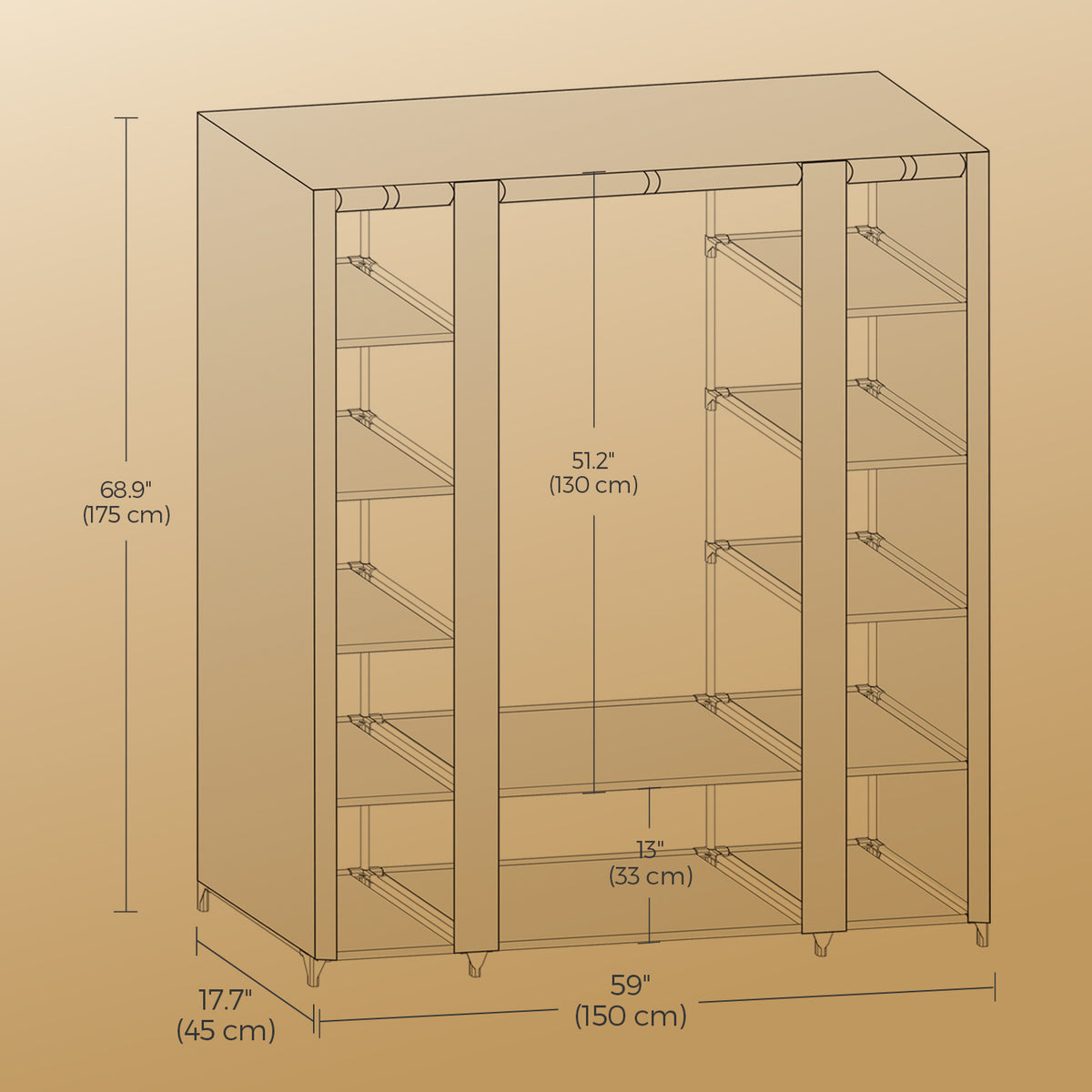 Armoire Penderie, Gris pour chambre et literie – vue détaillée 7