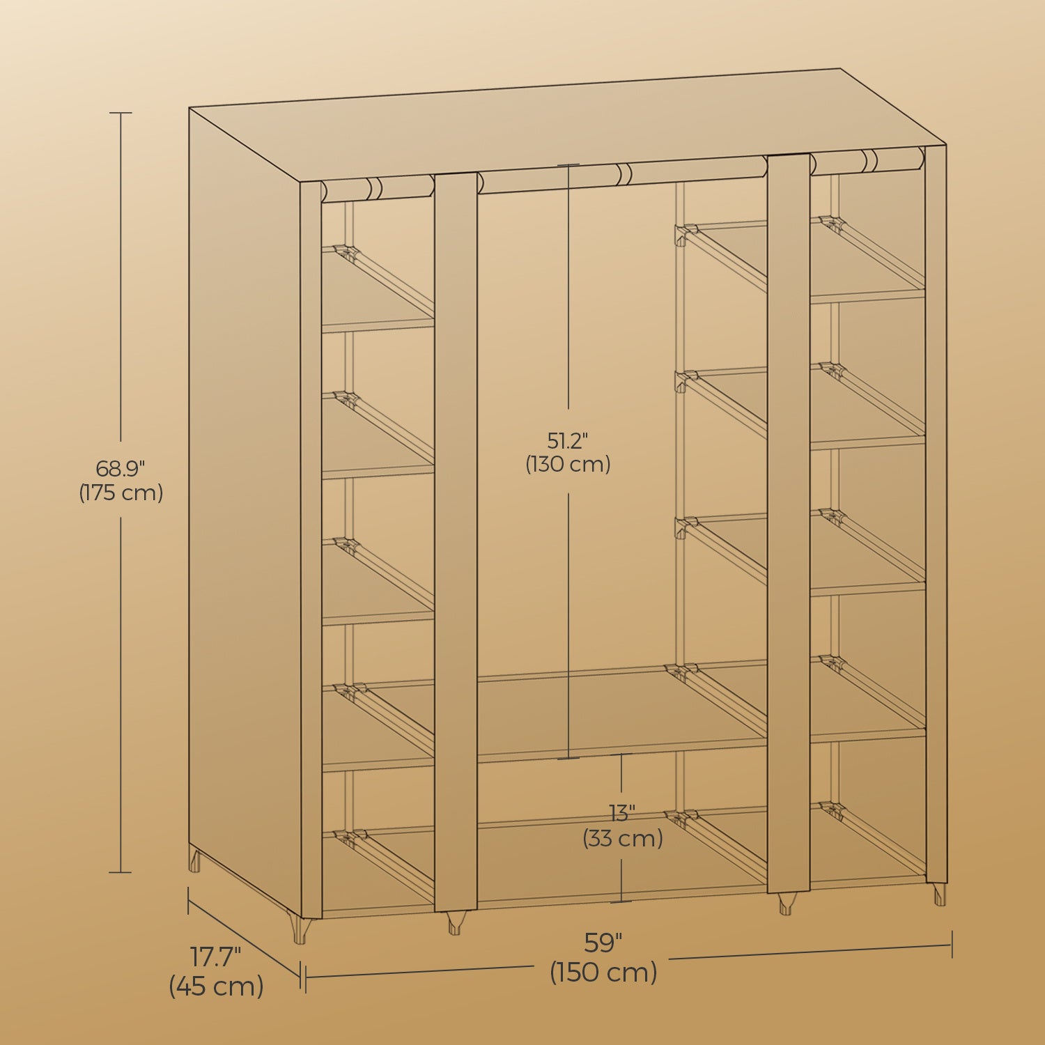 Armoire Penderie, Gris pour chambre et literie – vue détaillée 7
