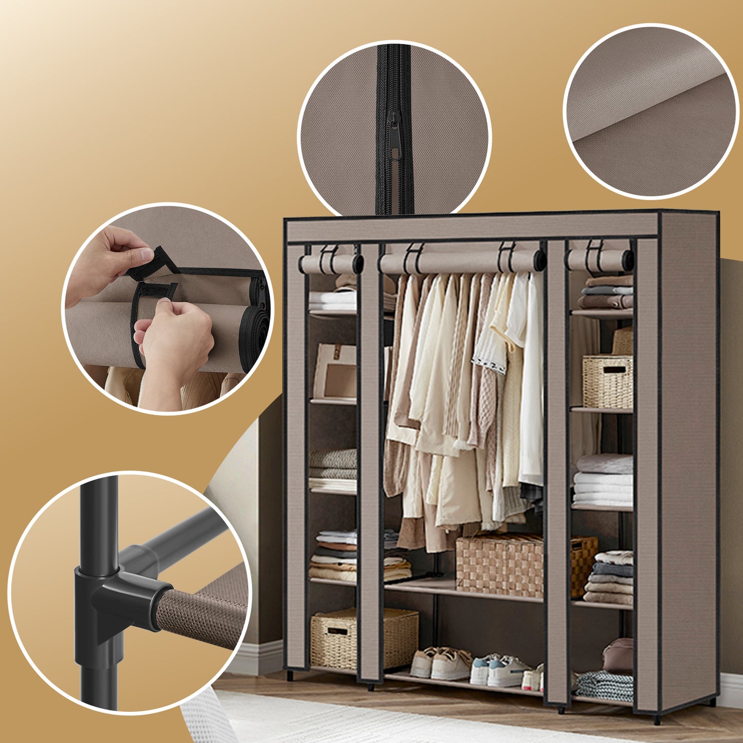 Armoire Penderie, Gris pour chambre et literie – vue détaillée 8