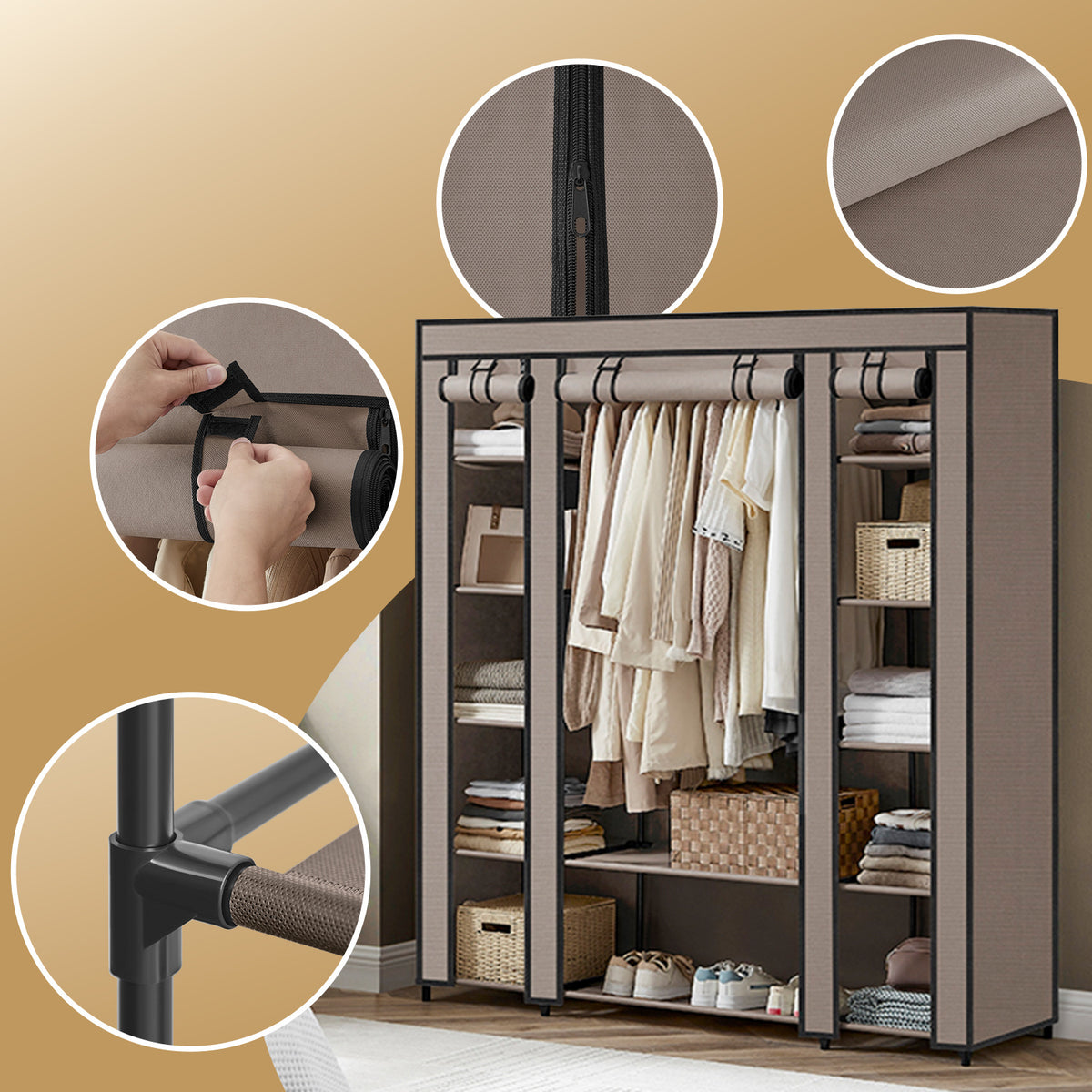 Armoire Penderie, Gris pour chambre et literie – vue détaillée 8
