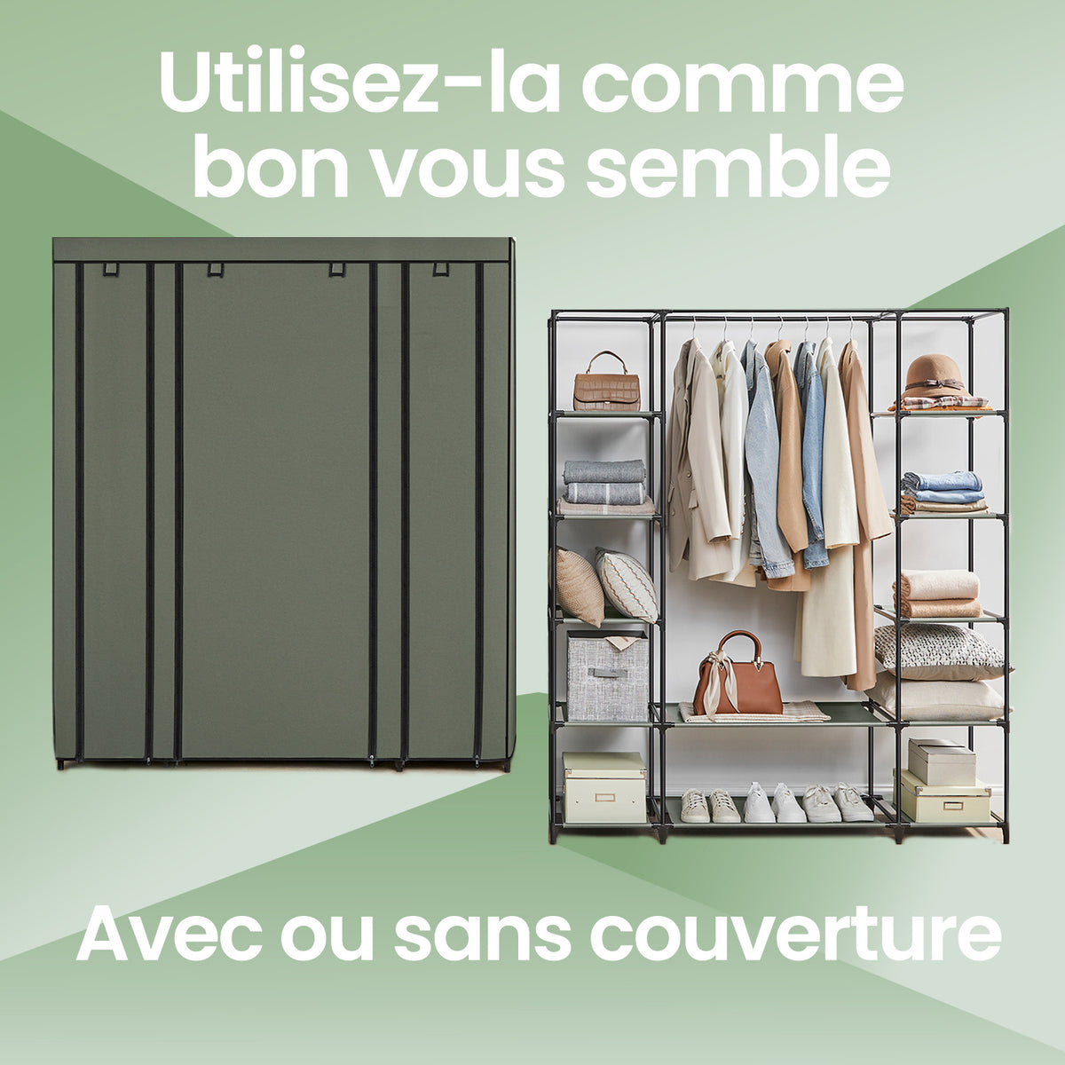 Armoire Penderie, Gris pour chambre et literie – vue détaillée 10