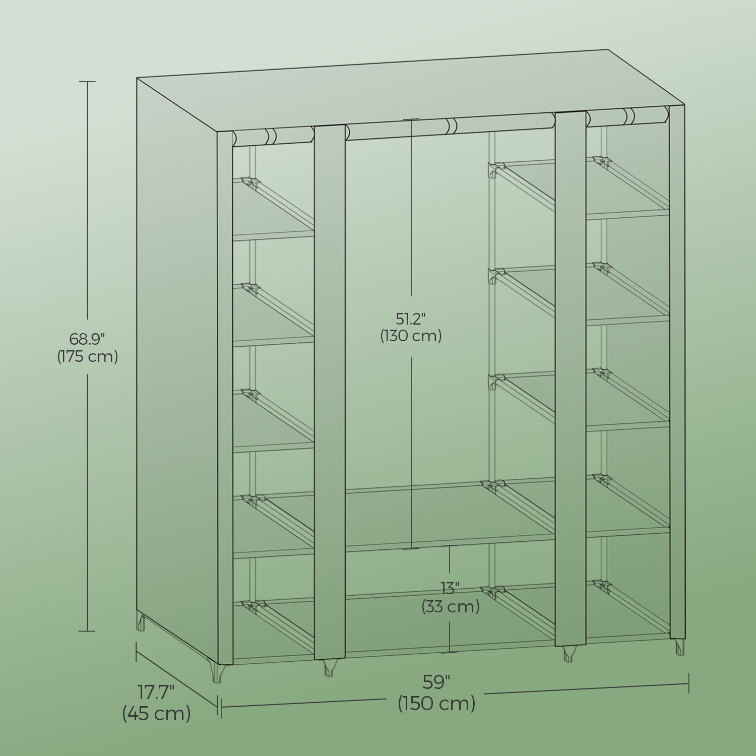 Armoire Penderie, Gris pour chambre et literie – vue détaillée 11