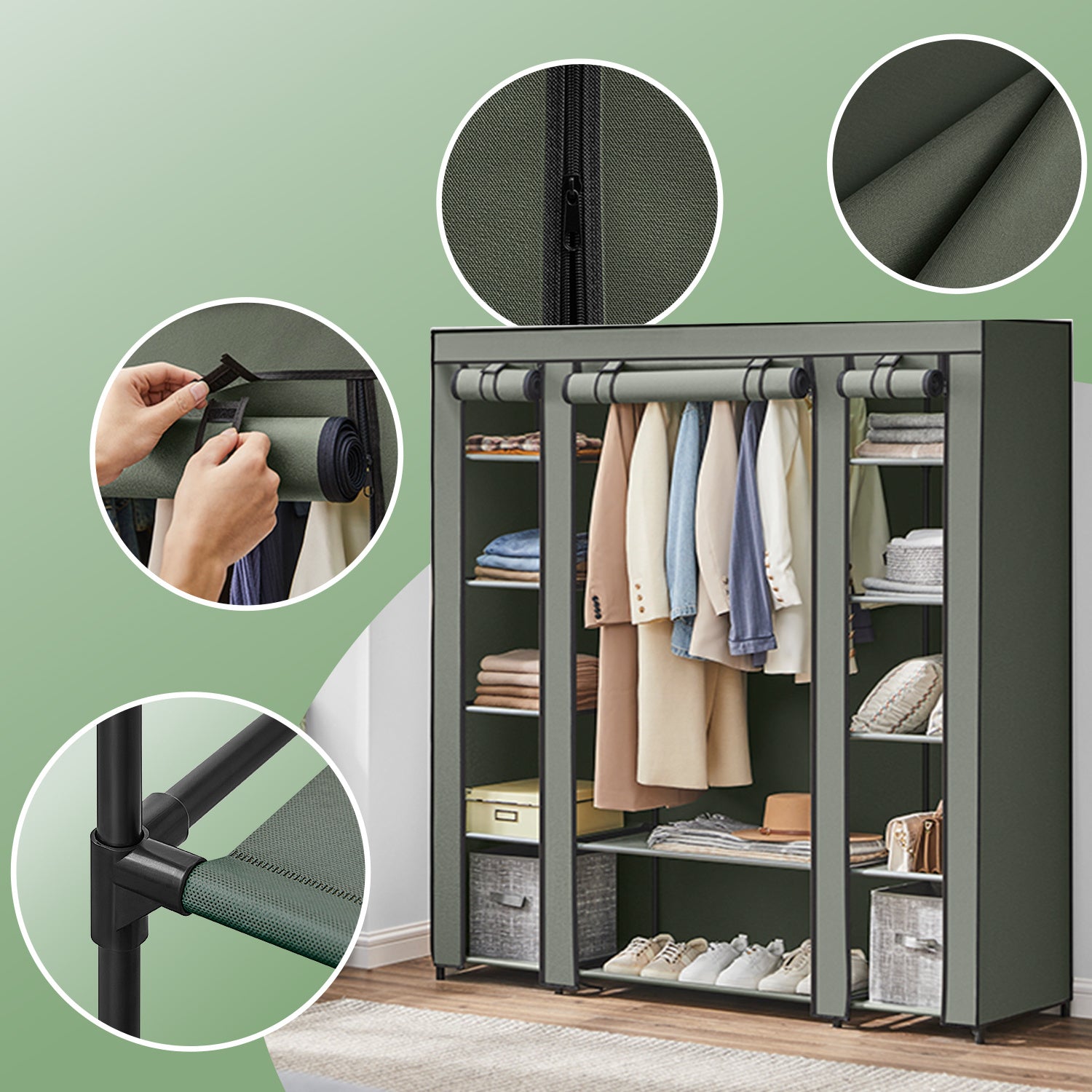 Armoire Penderie, Gris pour chambre et literie – vue détaillée 12