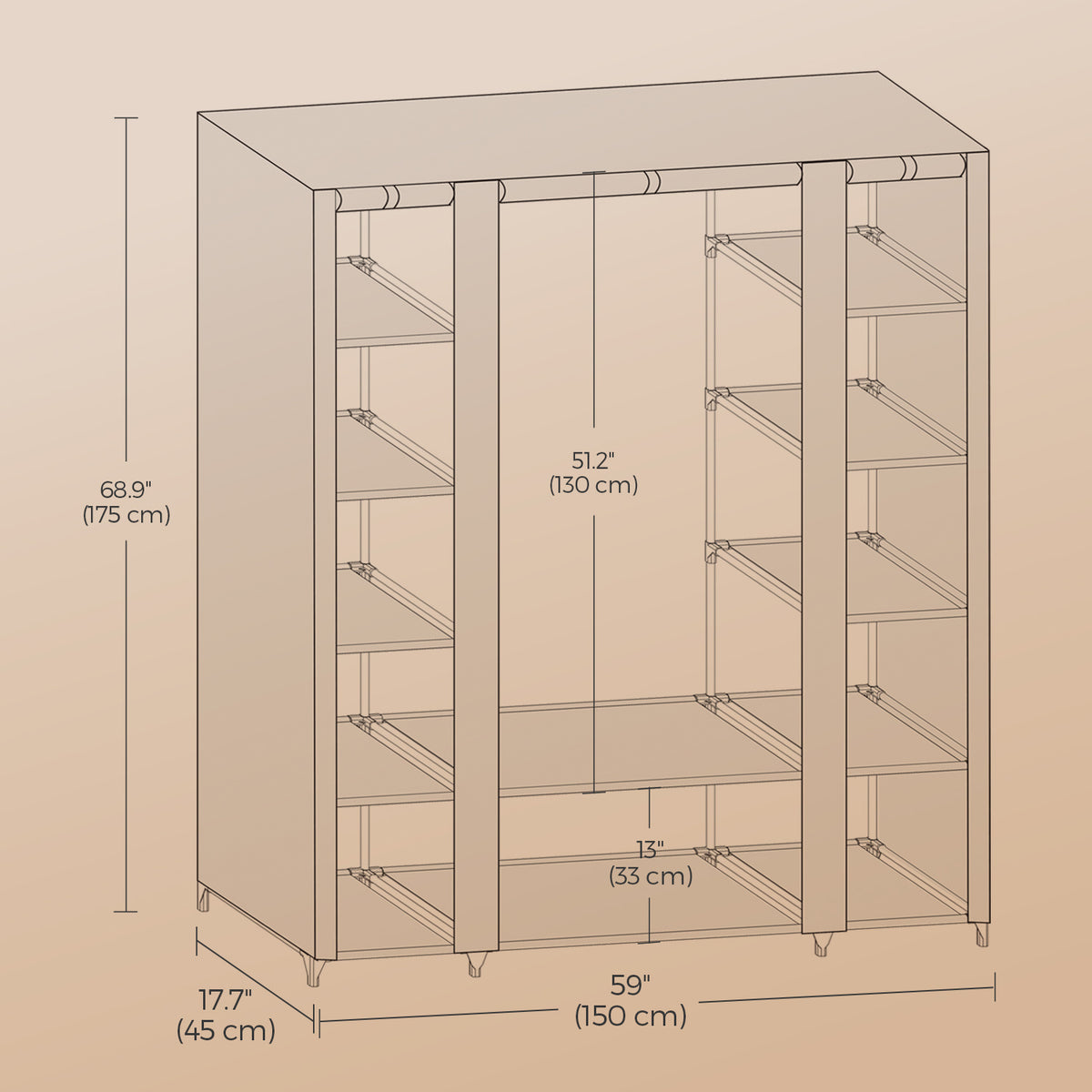 Armoire Penderie, Gris pour chambre et literie – vue détaillée 18