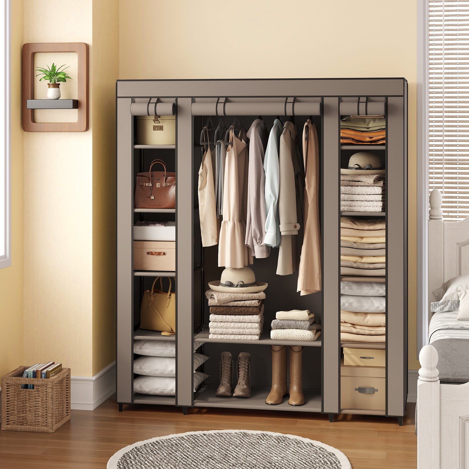Armoire Penderie, Gris pour chambre et literie – vue détaillée 20