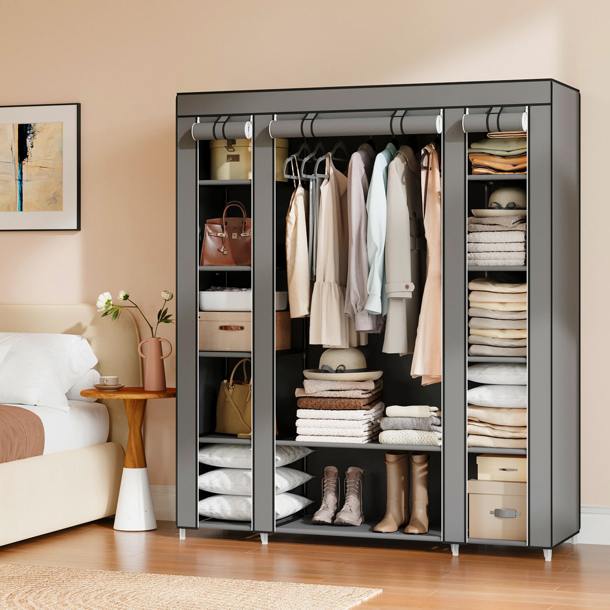 Armoire Penderie, Gris pour chambre et literie – vue détaillée 21