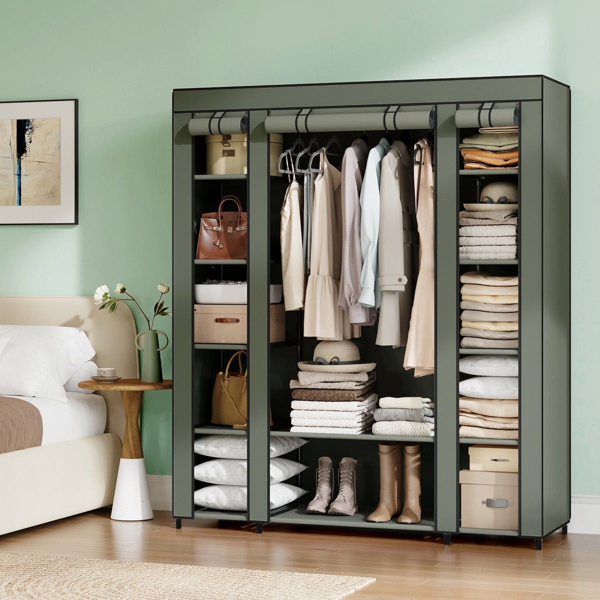 Armoire Penderie, Gris pour chambre et literie – vue détaillée 23