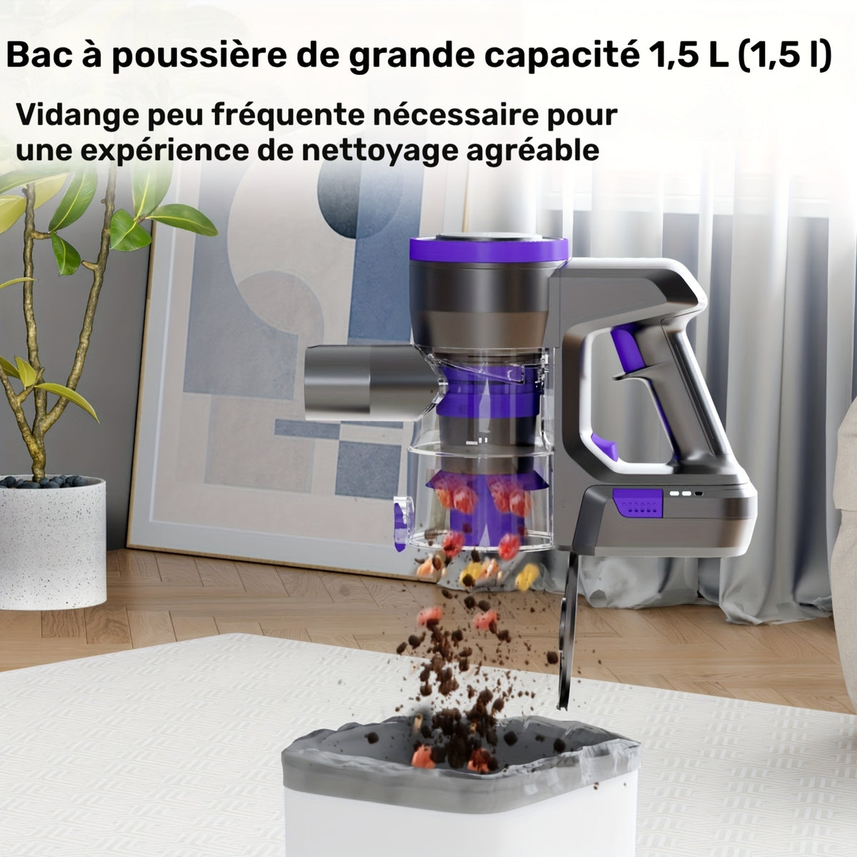 Aspirateur sans fil, 2500 mAh pour tapis et sols durs – vue détaillée 4