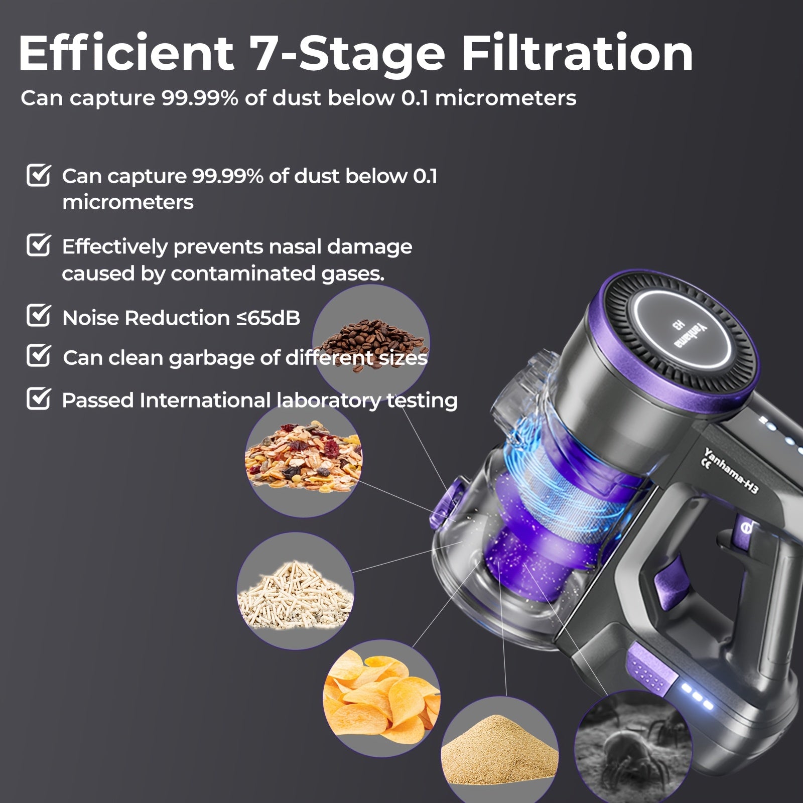 Aspirateur sans fil, 2500 mAh pour tapis et sols durs – vue détaillée 6