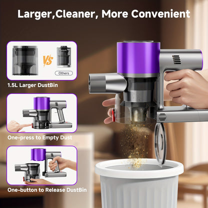 Aspirateur sans fil, 35-70KPA niveaux d'aspiration multiples pour sols durs – vue détaillée 4