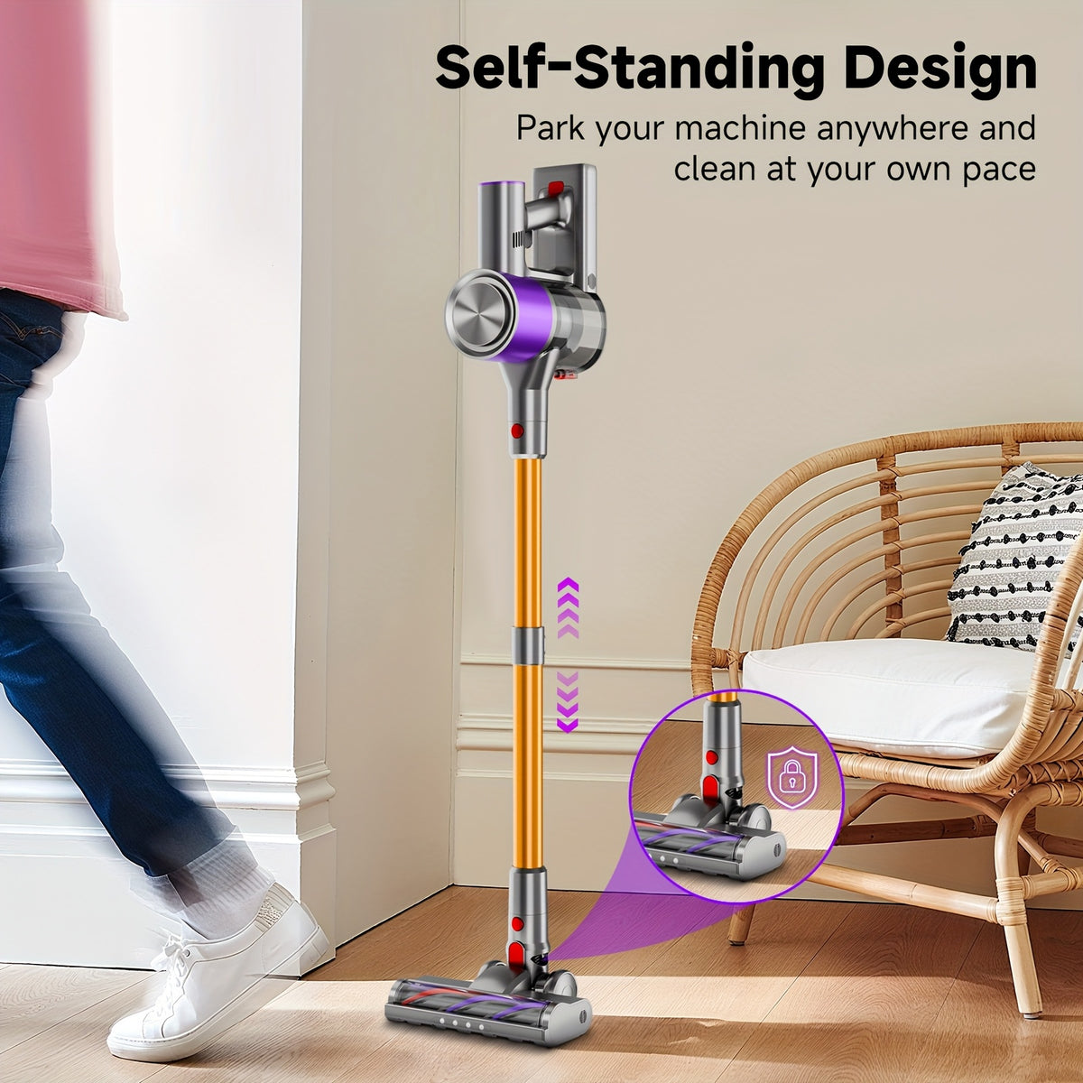 Aspirateur sans fil, 35-70KPA niveaux d'aspiration multiples pour sols durs – vue détaillée 8