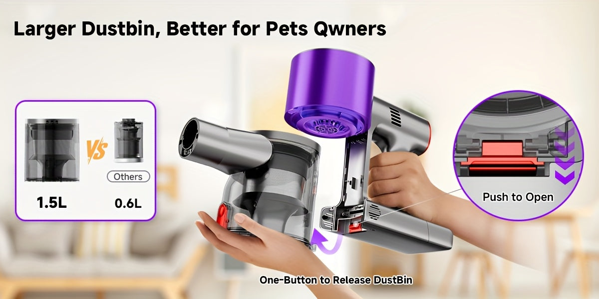 Aspirateur sans fil, 35-70KPA niveaux d'aspiration multiples pour sols durs – vue détaillée 14