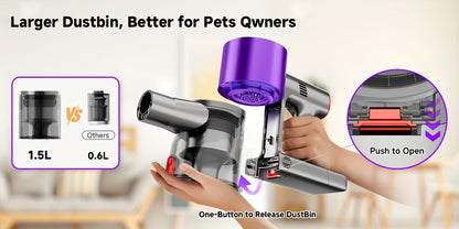 Aspirateur sans fil, 35-70KPA niveaux d'aspiration multiples pour sols durs – vue détaillée 14