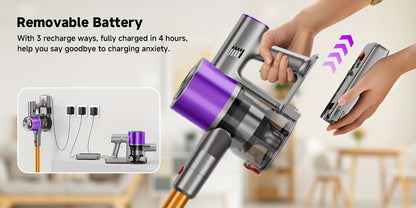 Aspirateur sans fil, 35-70KPA niveaux d'aspiration multiples pour sols durs – vue détaillée 16