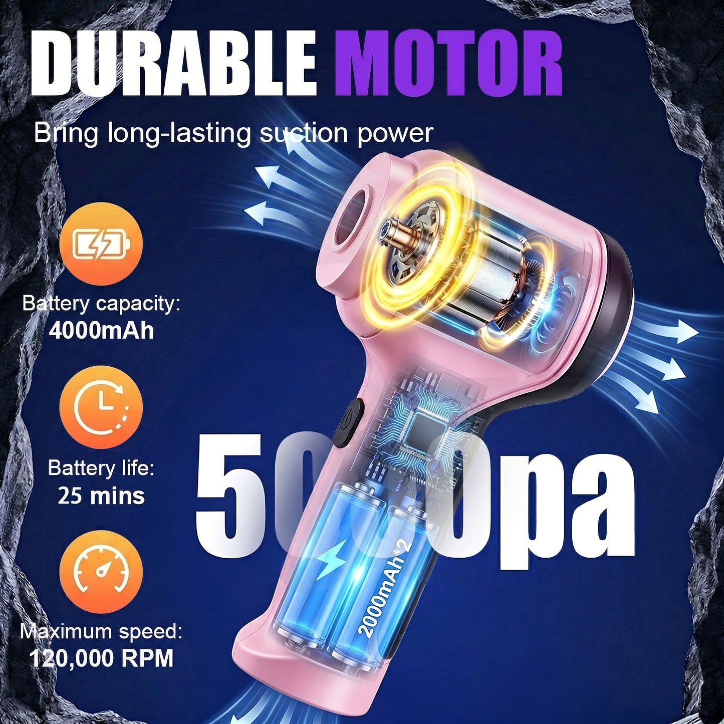 Aspirateur sans fil, 4000mAh pour sols durs et tapis – vue détaillée 5
