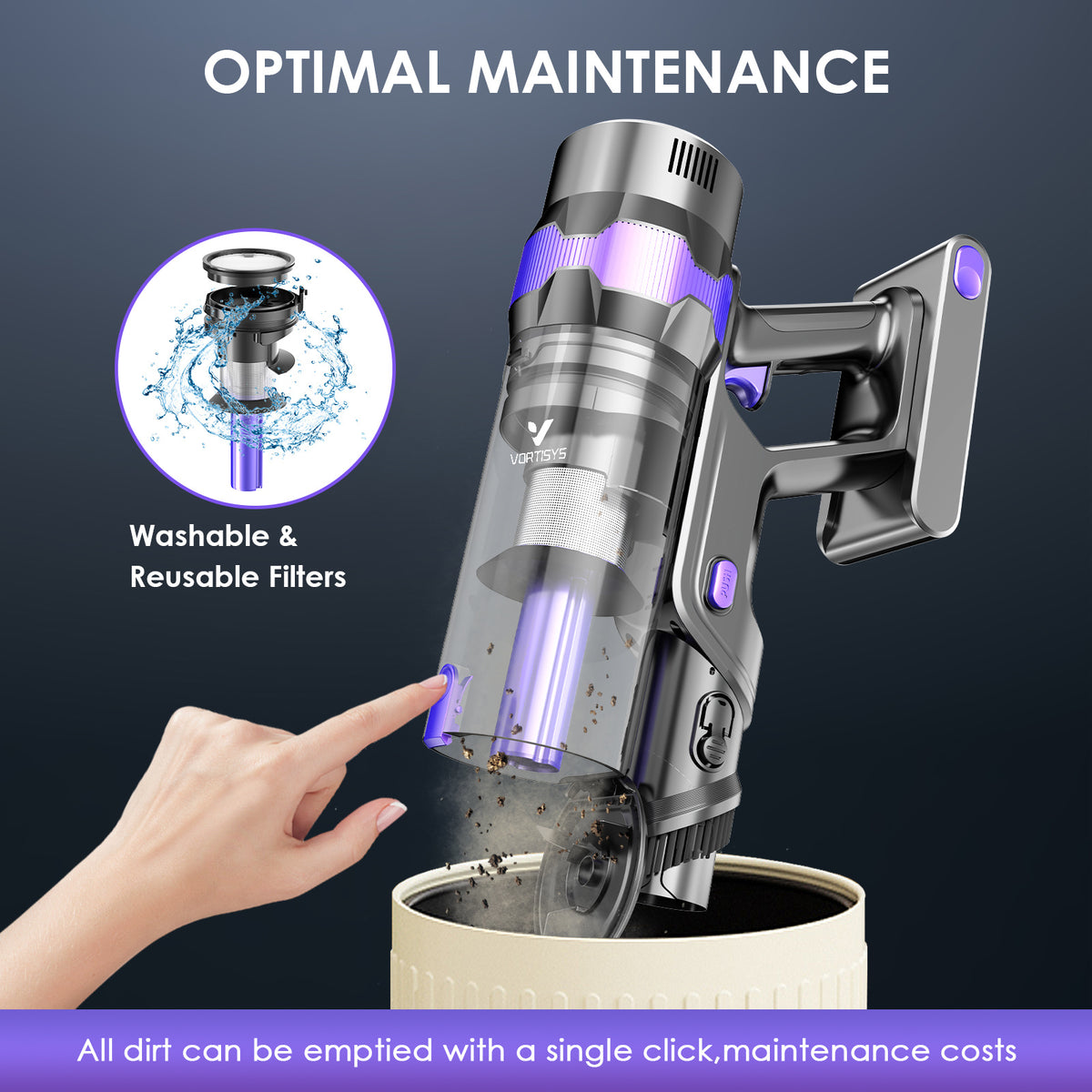 Aspirateur sans fil, 500W pour sols durs et tapis – vue détaillée 7