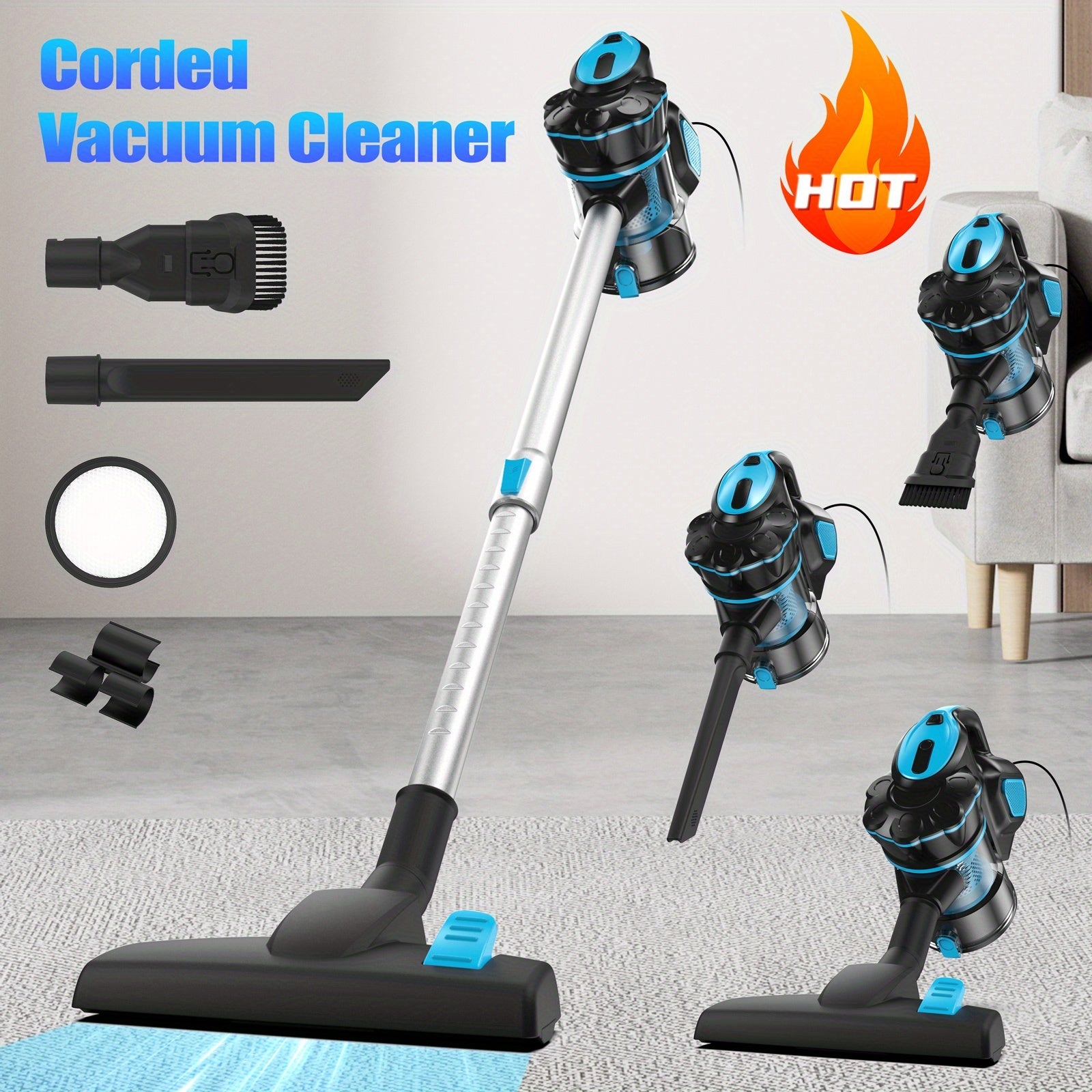 Aspirateur sans fil, 600W pour sols durs et tapis – vue détaillée 2