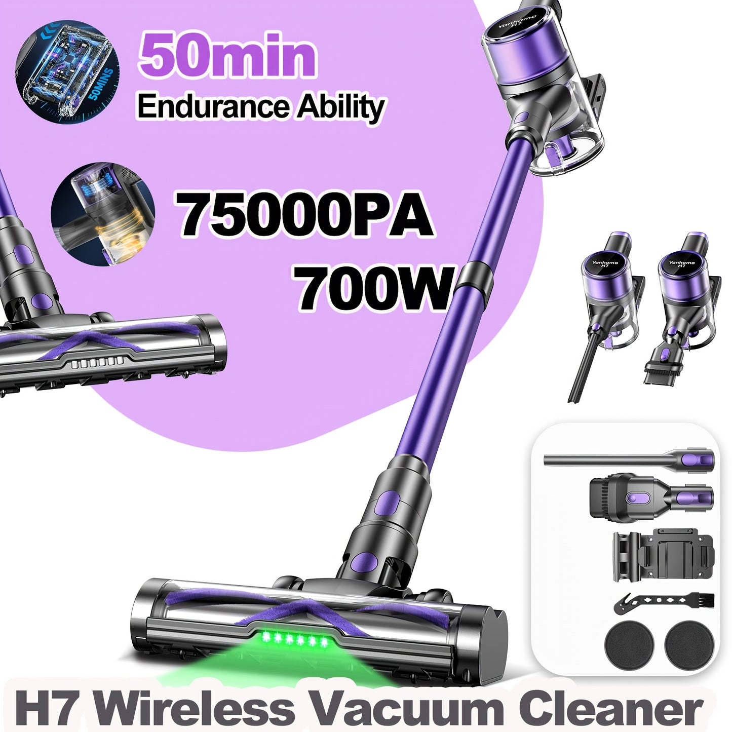 Aspirateur sans fil, 700W pour sols durs et tapis – vue détaillée 9