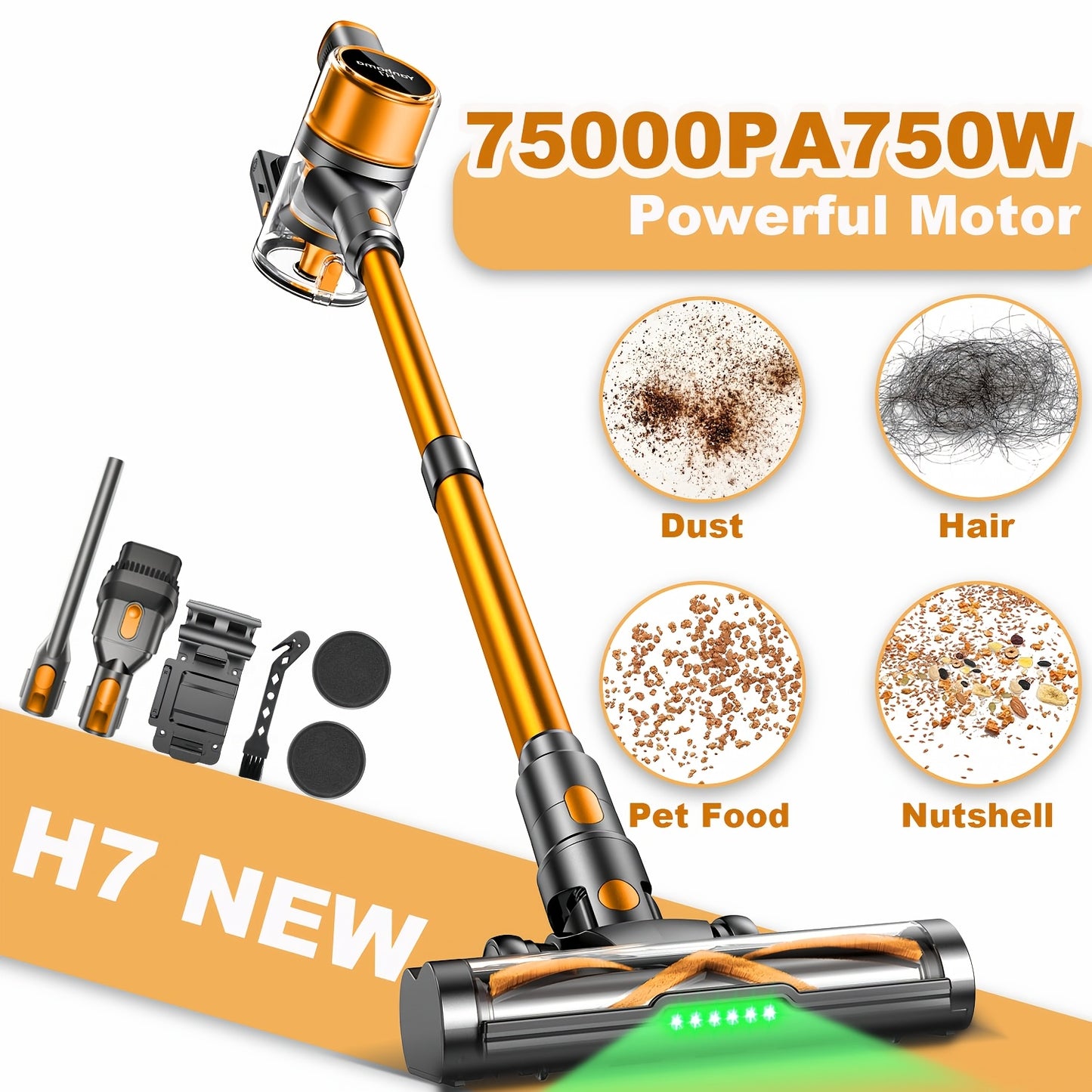 Aspirateur sans fil, 750W pour sols durs et tapis – vue détaillée 8