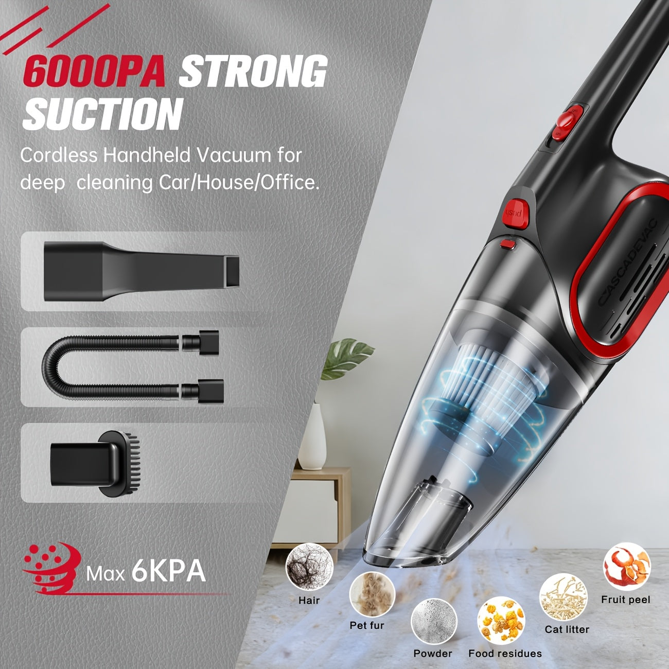 Aspirateur sans fil, 8A09/noir pour sols durs et tapis – vue détaillée 12