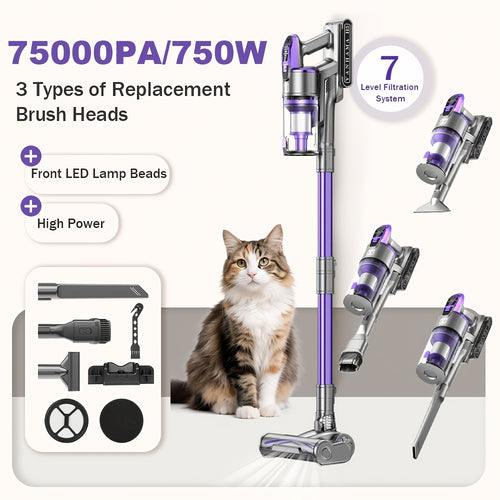 Aspirateur sans fil, Aspirateur à main super puissant H7/H5 65KPA/75KPA pour sols durs et tapis – vue principale