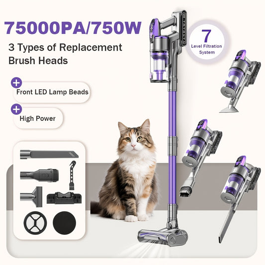 Aspirateur sans fil, Aspirateur à main super puissant H7/H5 65KPA/75KPA pour sols durs et tapis – vue principale