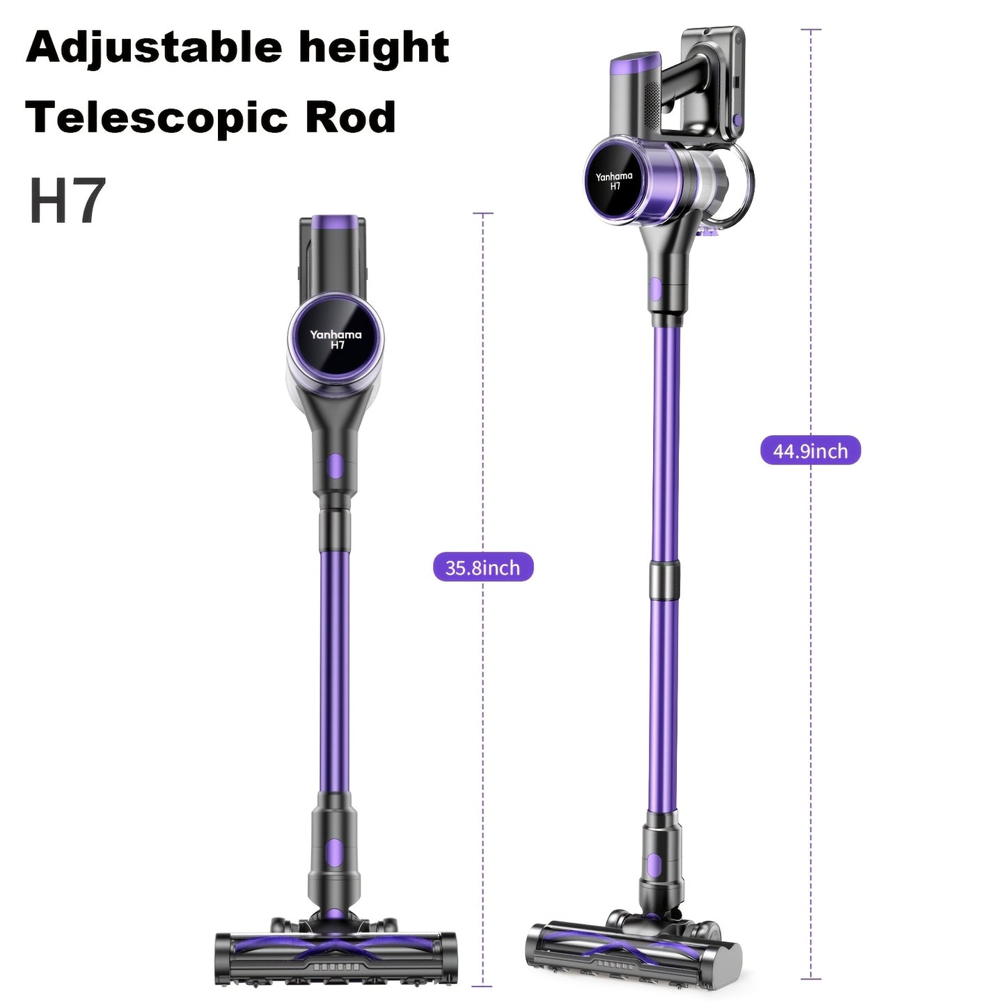 Aspirateur sans fil, Aspirateur à main super puissant H7/H5 65KPA/75KPA pour sols durs et tapis – vue détaillée 4