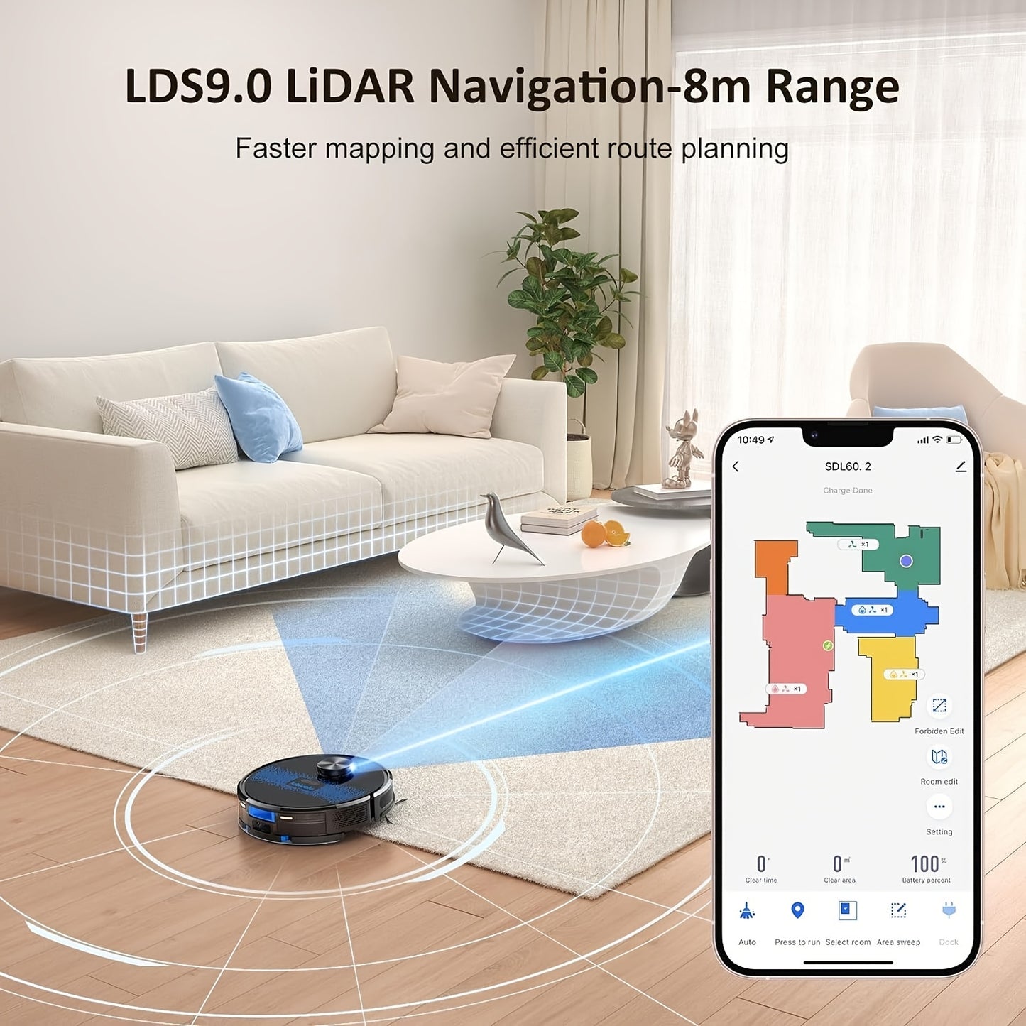 Aspirateur sans fil, Aspirateur-Laveur Robot Lubluelu SL60D pour sols durs et tapis – vue détaillée 7