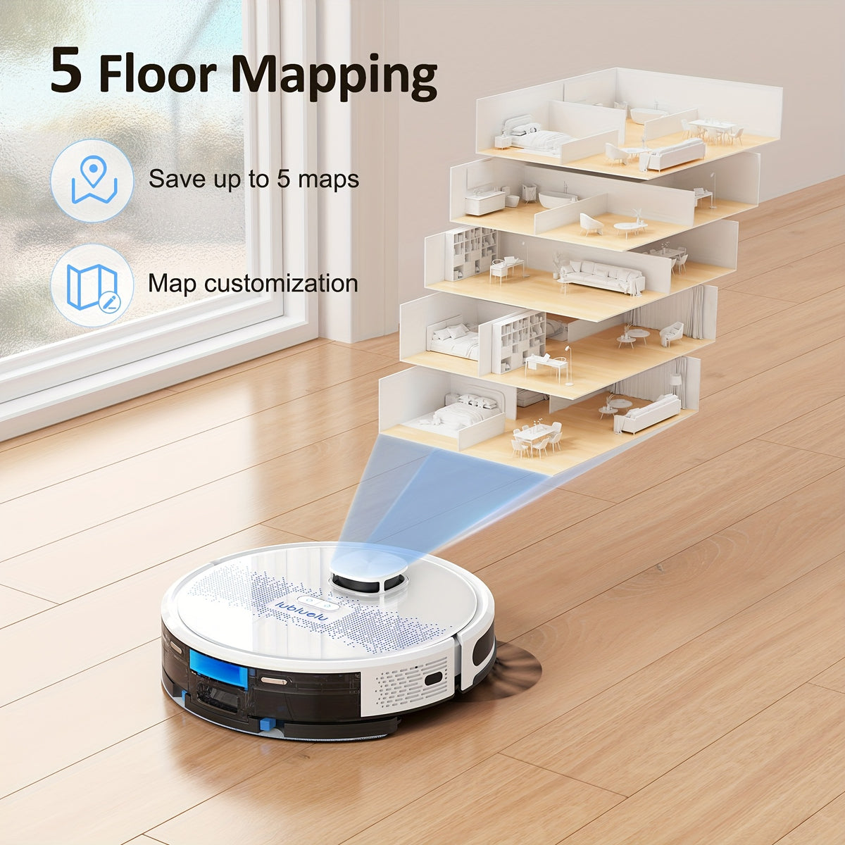 Aspirateur sans fil, Aspirateur-Laveur Robot Lubluelu SL60D pour sols durs et tapis – vue détaillée 8