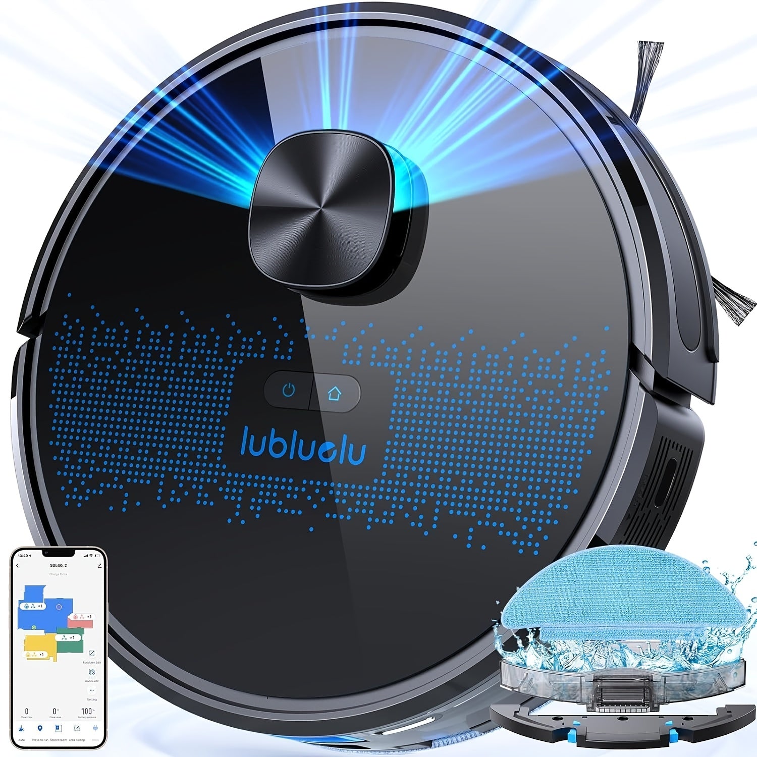 Aspirateur sans fil, Aspirateur-Laveur Robot Lubluelu SL60D pour sols durs et tapis – vue détaillée 14